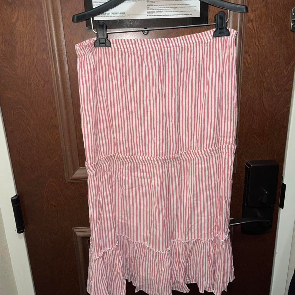 Juniper Blue Pinstripe Red and White Skirt - Size